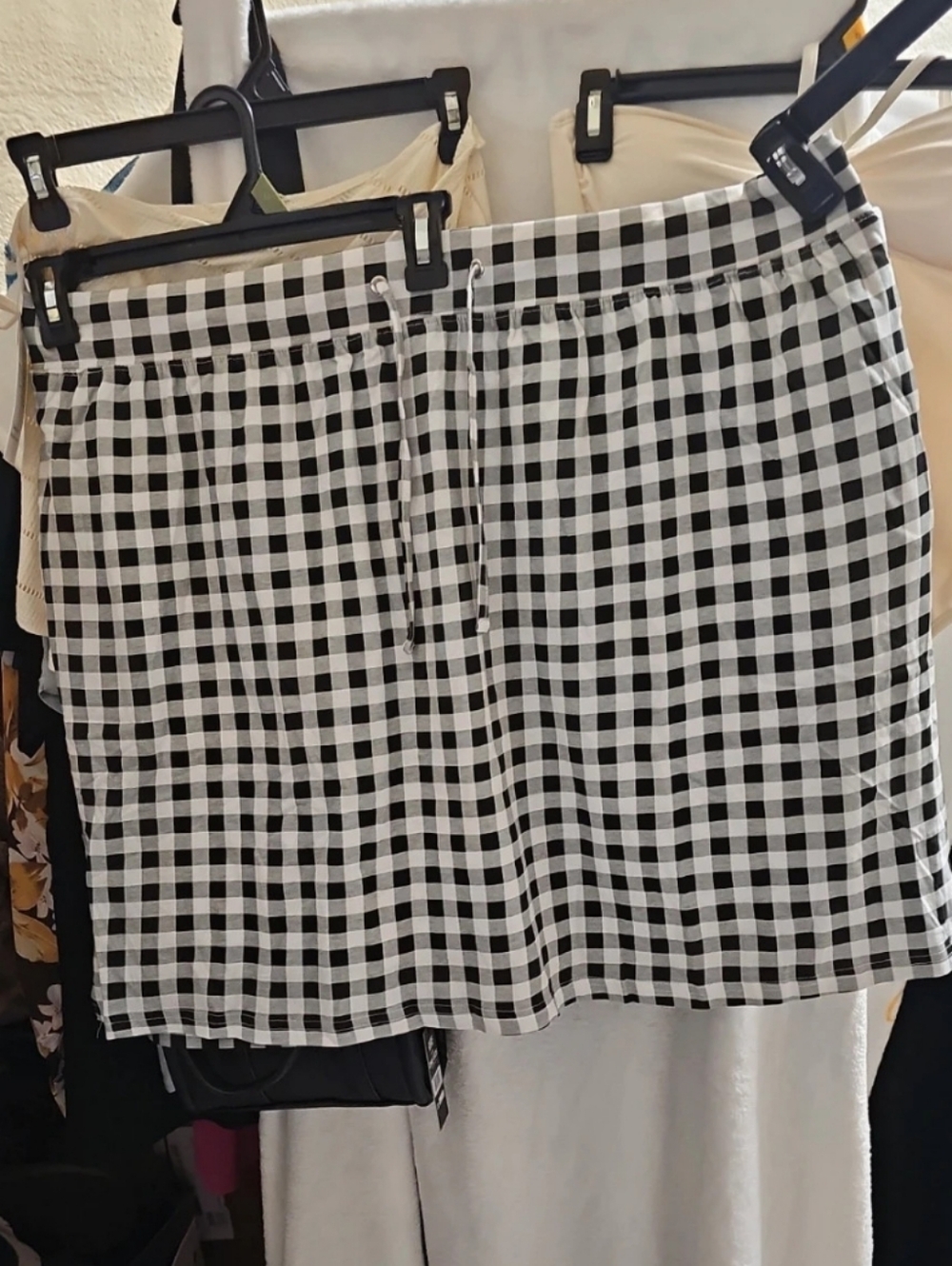 New In Bag 3x Black & White Gingham Drawstring Skort - Picture 1 of 4